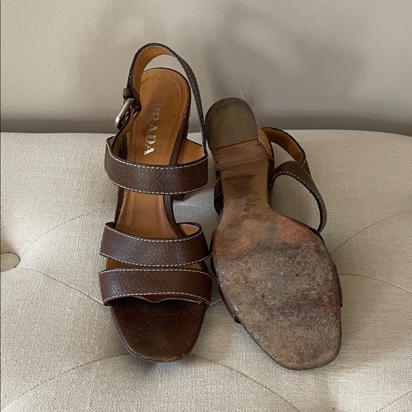 Prada Women's Brown Strappy Heels - Picture 2 of 2